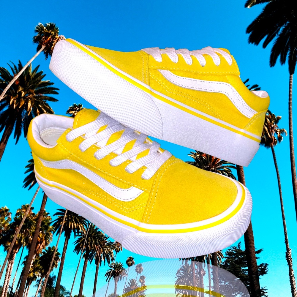 VANS Old Skool Platform Yellow - Girls Size 2.5